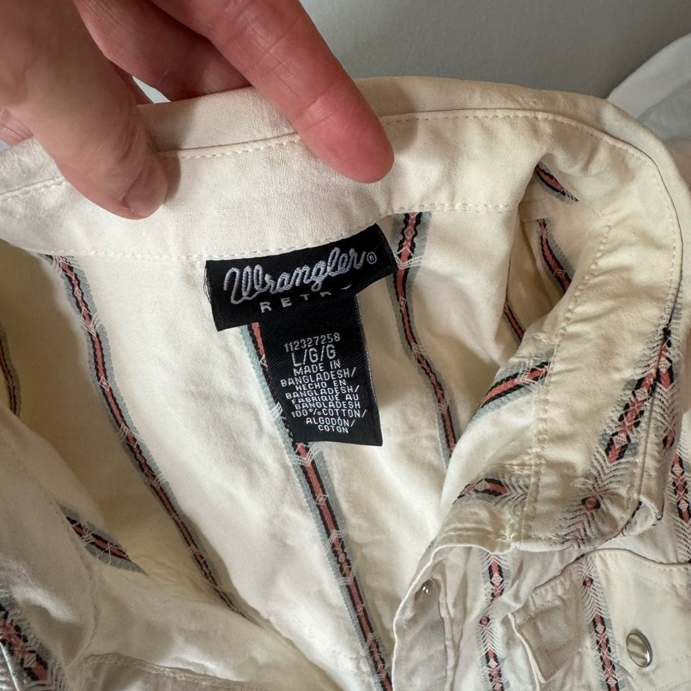 Wrangler Cream And Red Patterned Button-Down Shirt - image 3